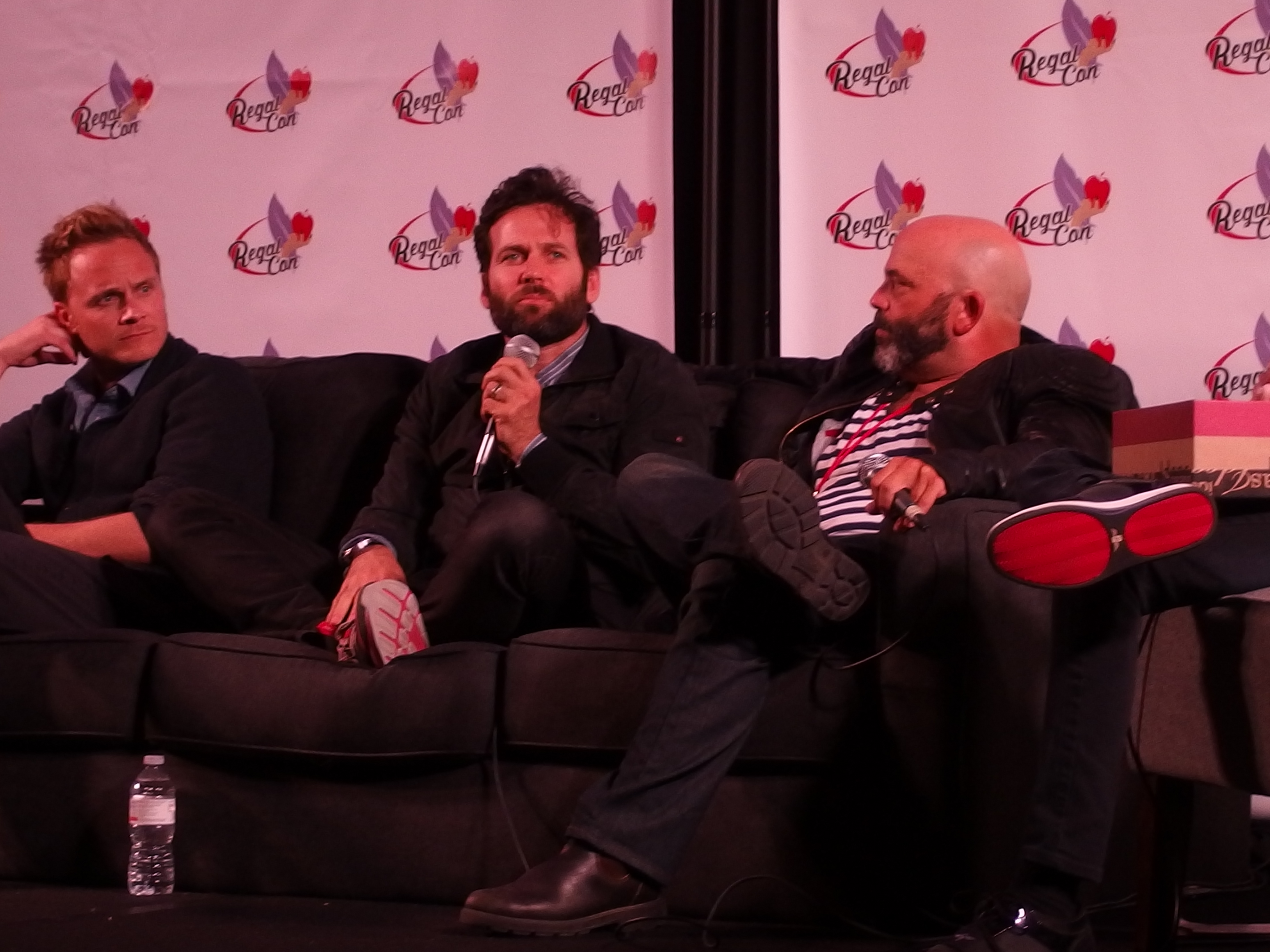 Q&A panel. From left to right, David Anders, Eion Bailey, and Lee Arenberg