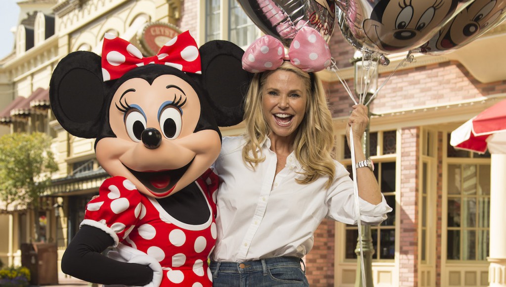 (March 15, 2016): Supermodel and actress Christie Brinkley dons polka dots for a photo with Minnie Mouse March 15, 2016 while vacationing at Magic Kingdom park in Lake Buena Vista, Fla. Magic Kingdom is one of four theme parks at Walt Disney World Resort. (David Roark, photographer)