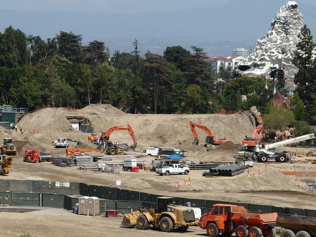 Work is being done directly behind the berm that once separated Fantasyland from Frontierland