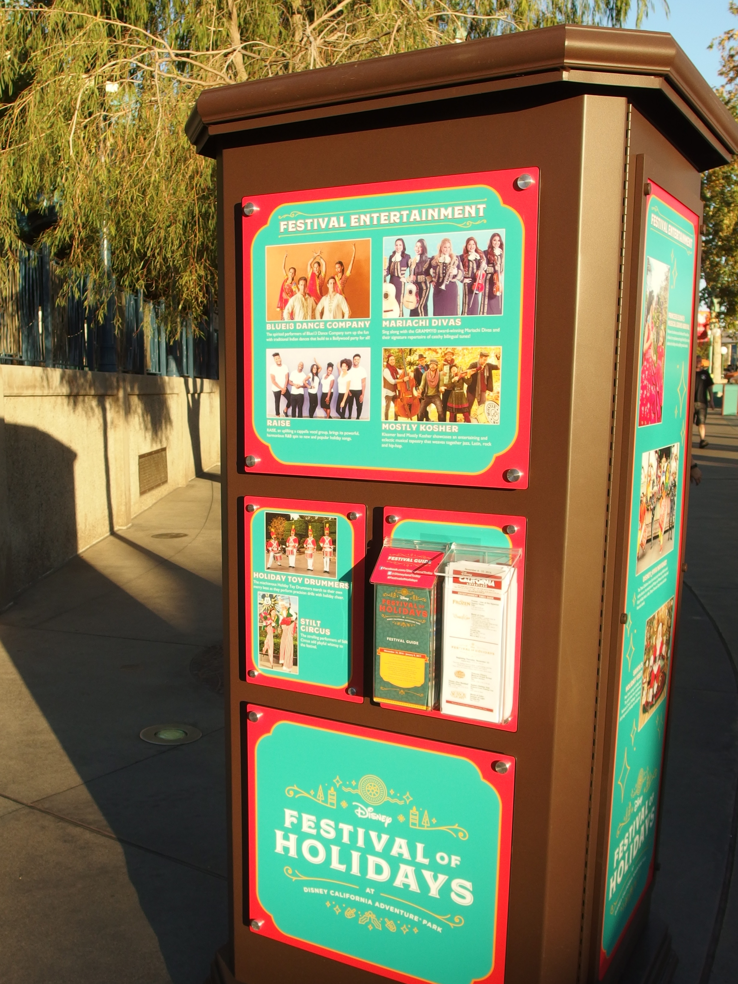 Entertainment offerings are listed along with guide maps