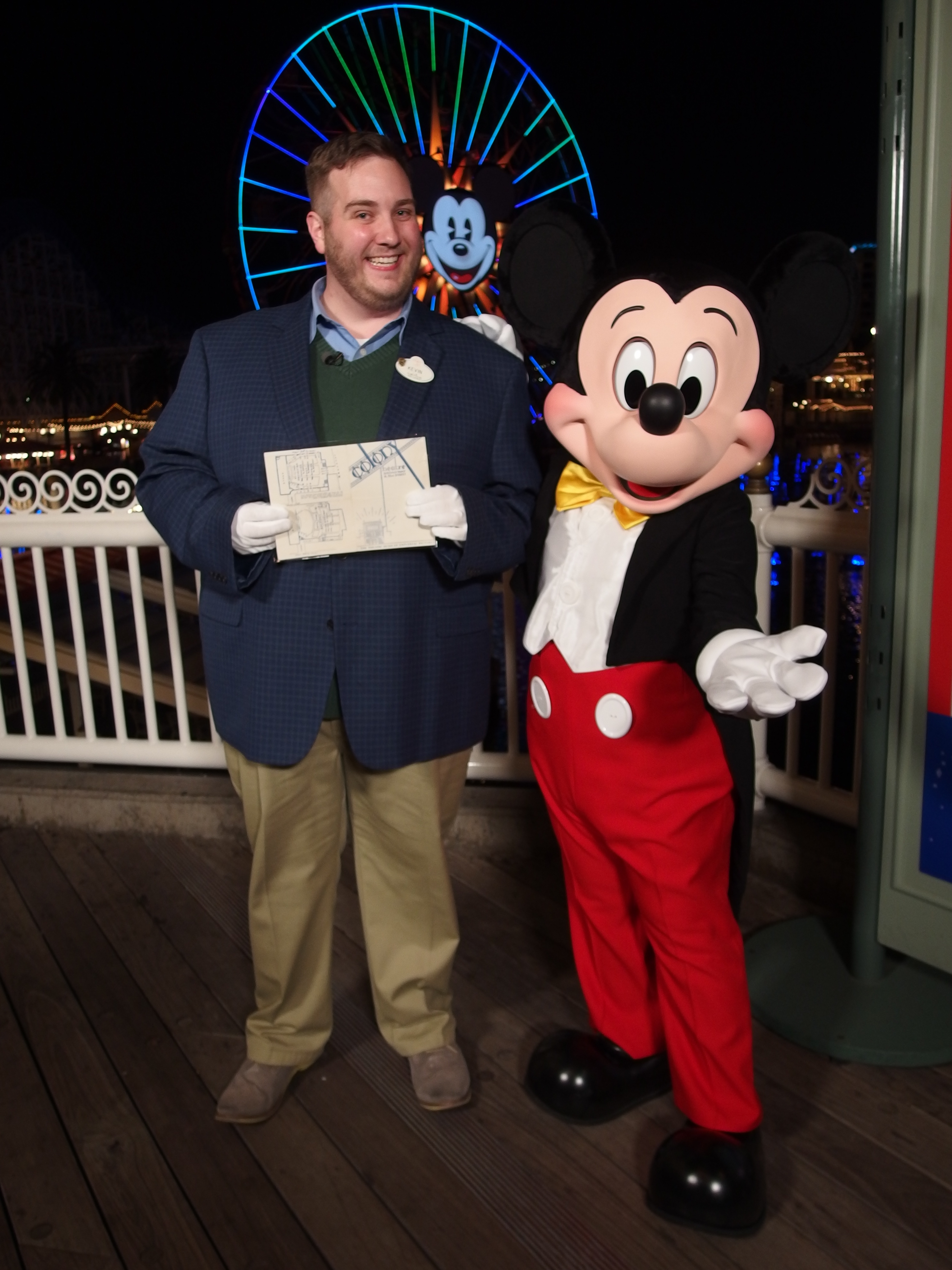 Kevin Kern of the Disney Archives with birthday boy Mickey Mouse