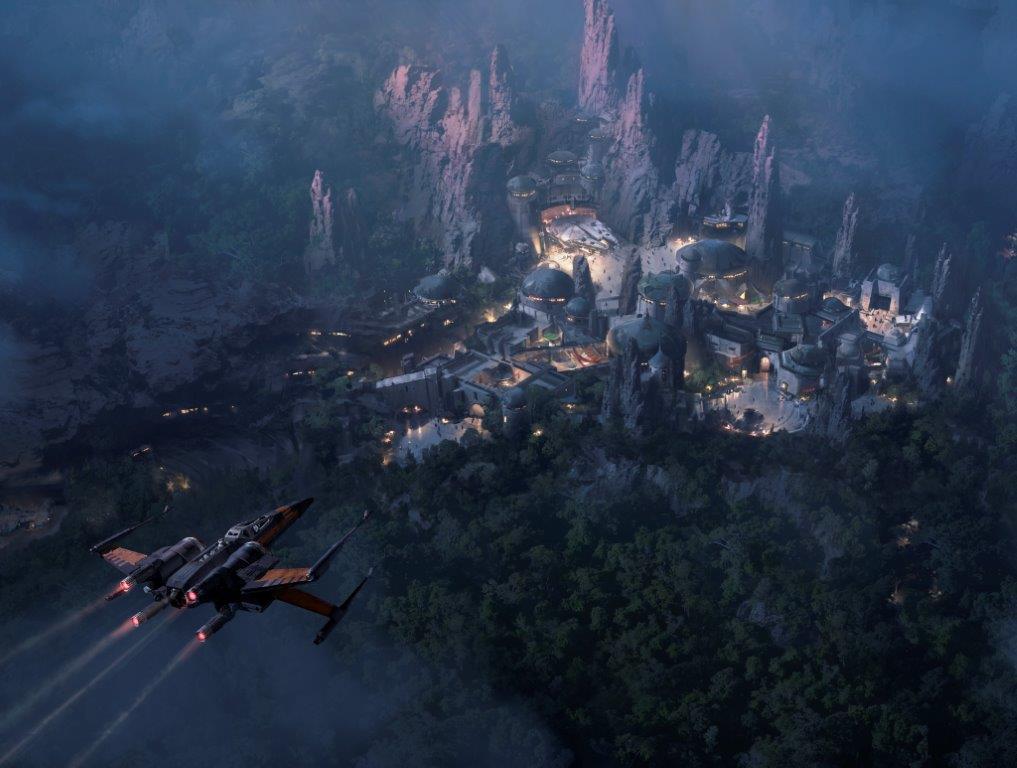 Coming to Disney’s Hollywood Studios, Star Wars-themed land will take on a whole new dimension after dark and feature adventures and surprises around each corner, including a signature attraction letting guests take the controls of the Millennium Falcon. (Disney)