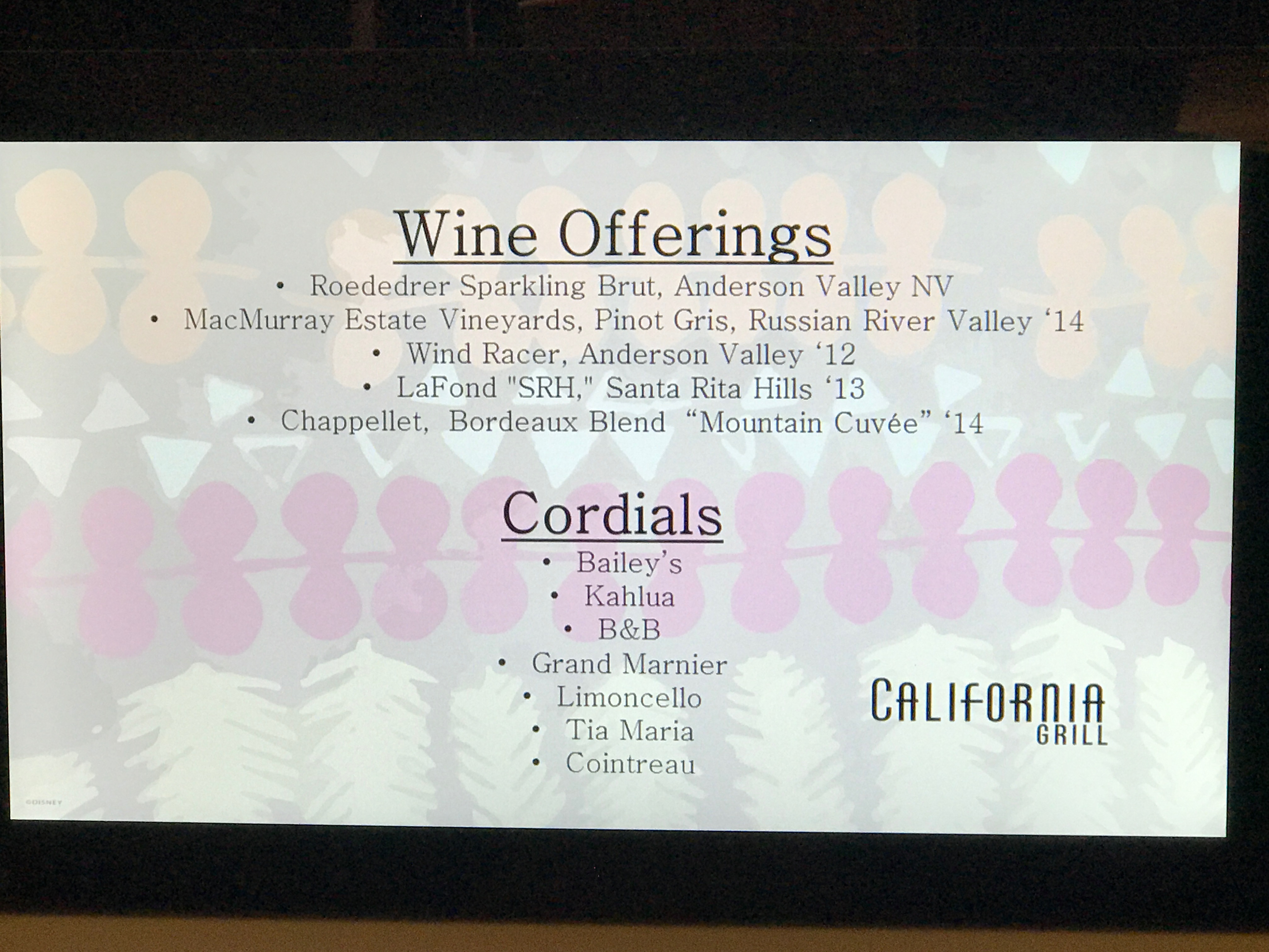 The wine list