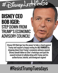 Flyer promoting protest against Disney CEO Bob Iger