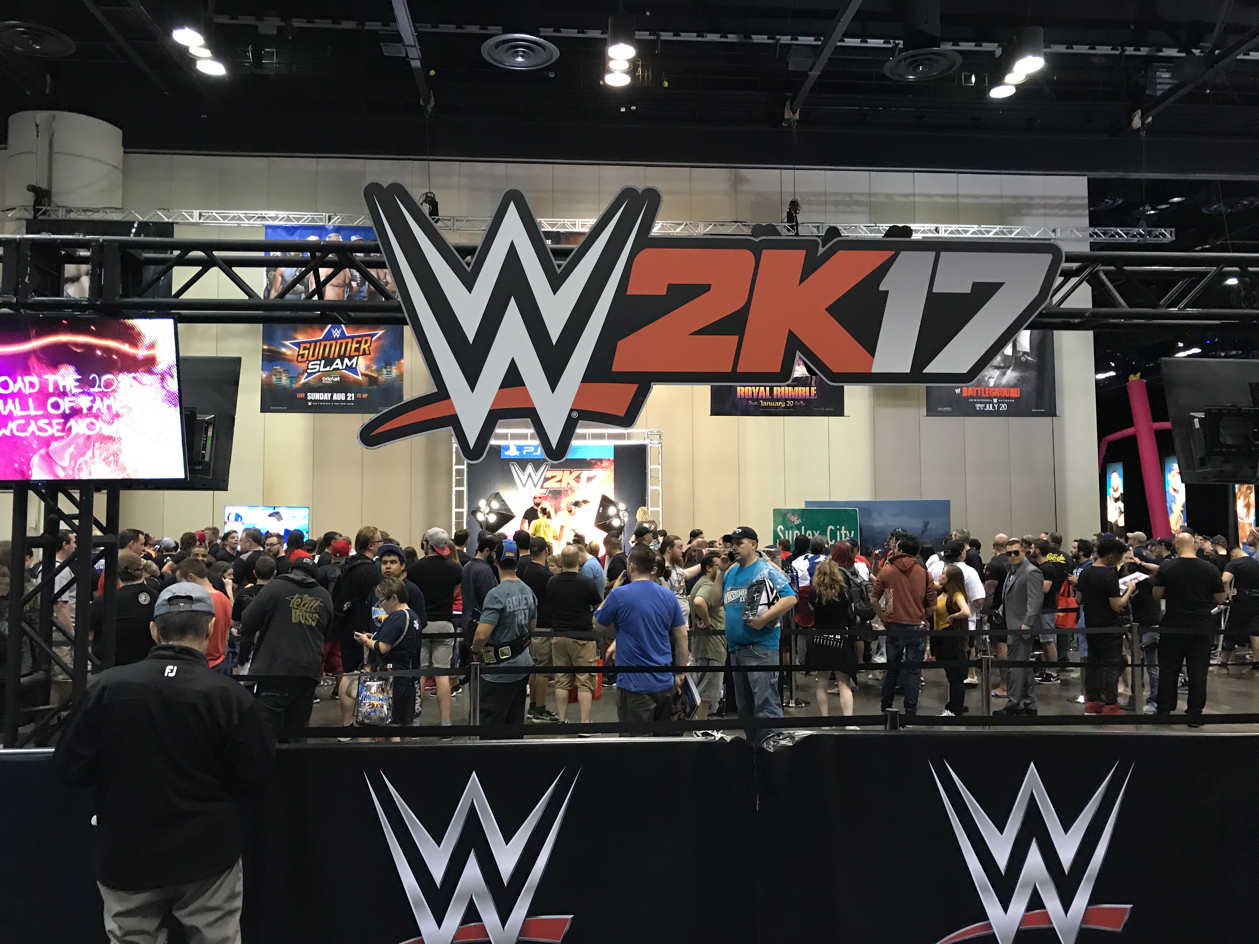 Gallows and Anderson posing with fans.