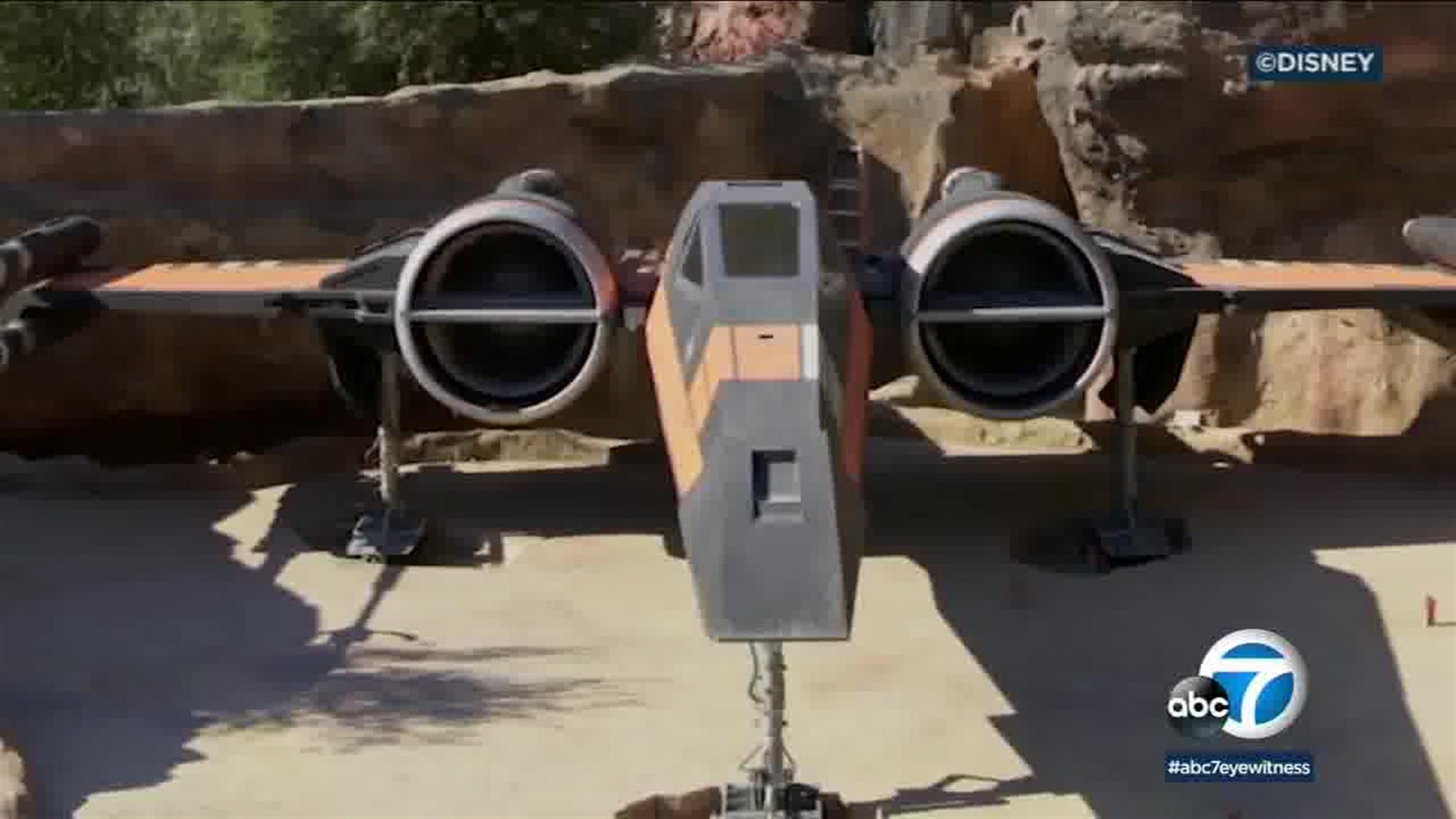 Poe Dameron's X-Wing is uniquely colored from the rest of his fighter squadron. Why is Poe on Batuu? We'll probably find out in the Rise of the Resistance attraction, which will open later in the year than the rest of Galaxy's Edge.