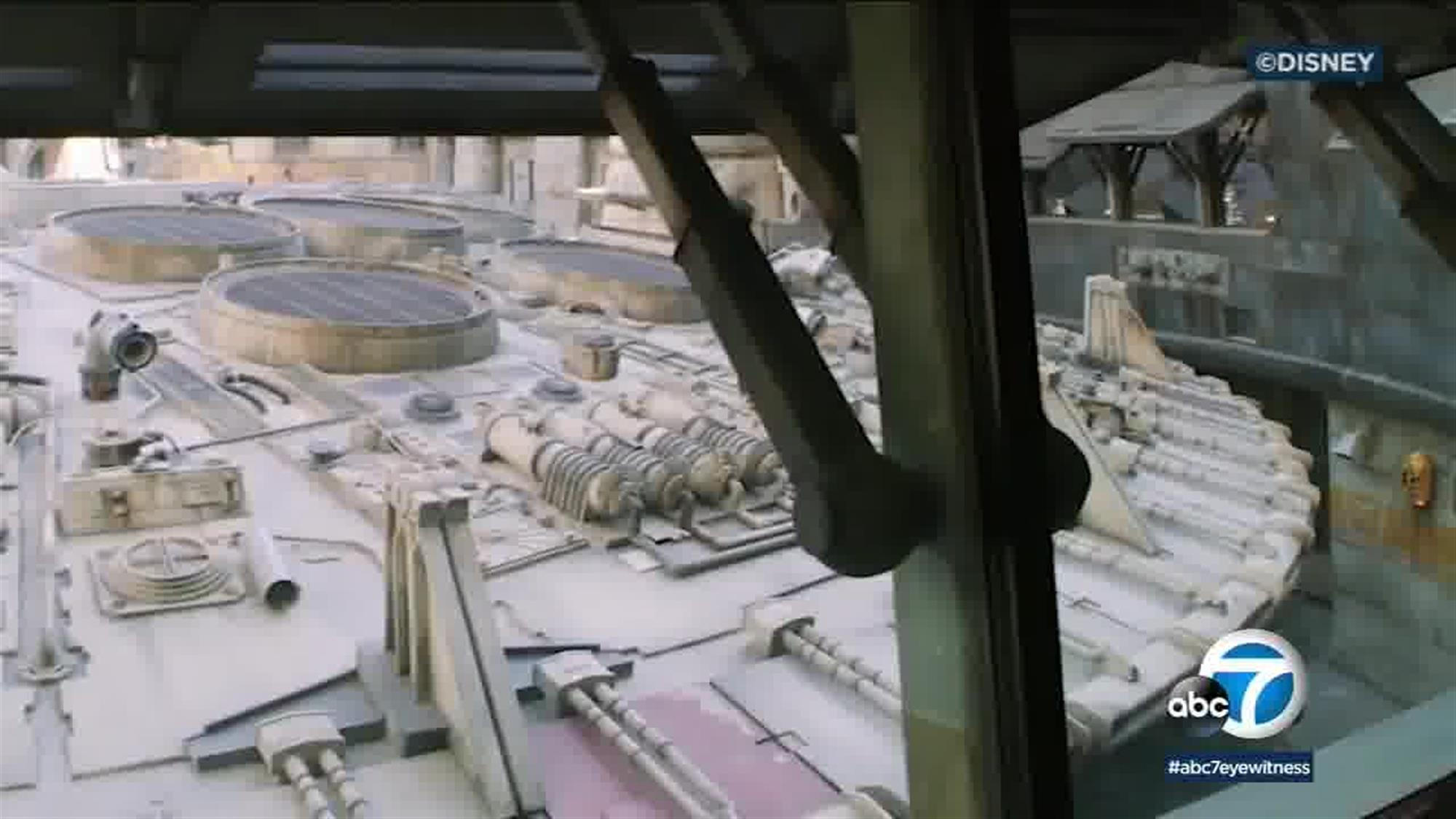 The back side of the Millennium Falcon will be visible from the Smuggler's Run queue, as guests prepare to board the ship that once belonged to Lando Calrissian, then Han Solo, then Rey.