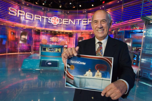 Rasmussen visits the SportsCenter set in 2005. (Rich Arden/ESPN)