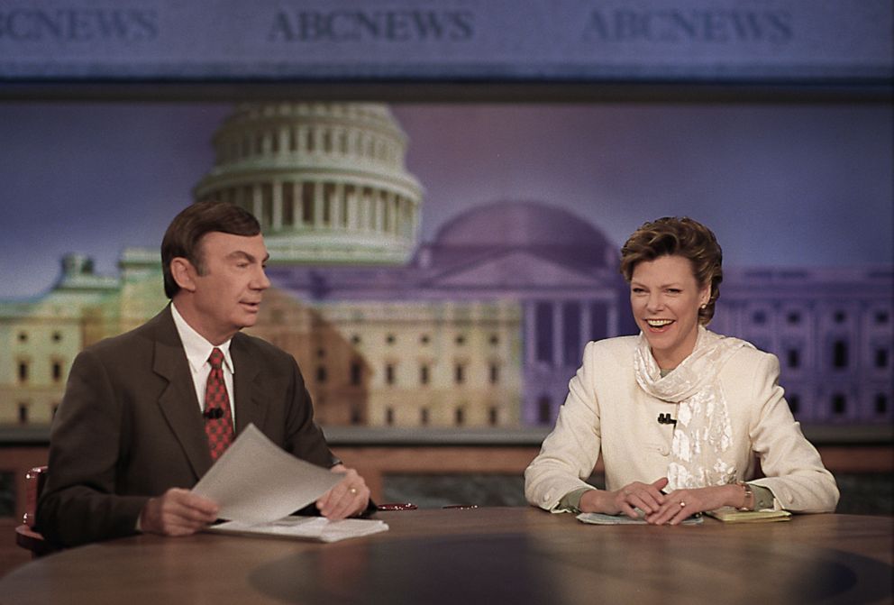 PHOTO: Sam Donaldson and Cokie Roberts anchor This Week on ABC, Jan. 23, 1997. Terry Ashe/ABC