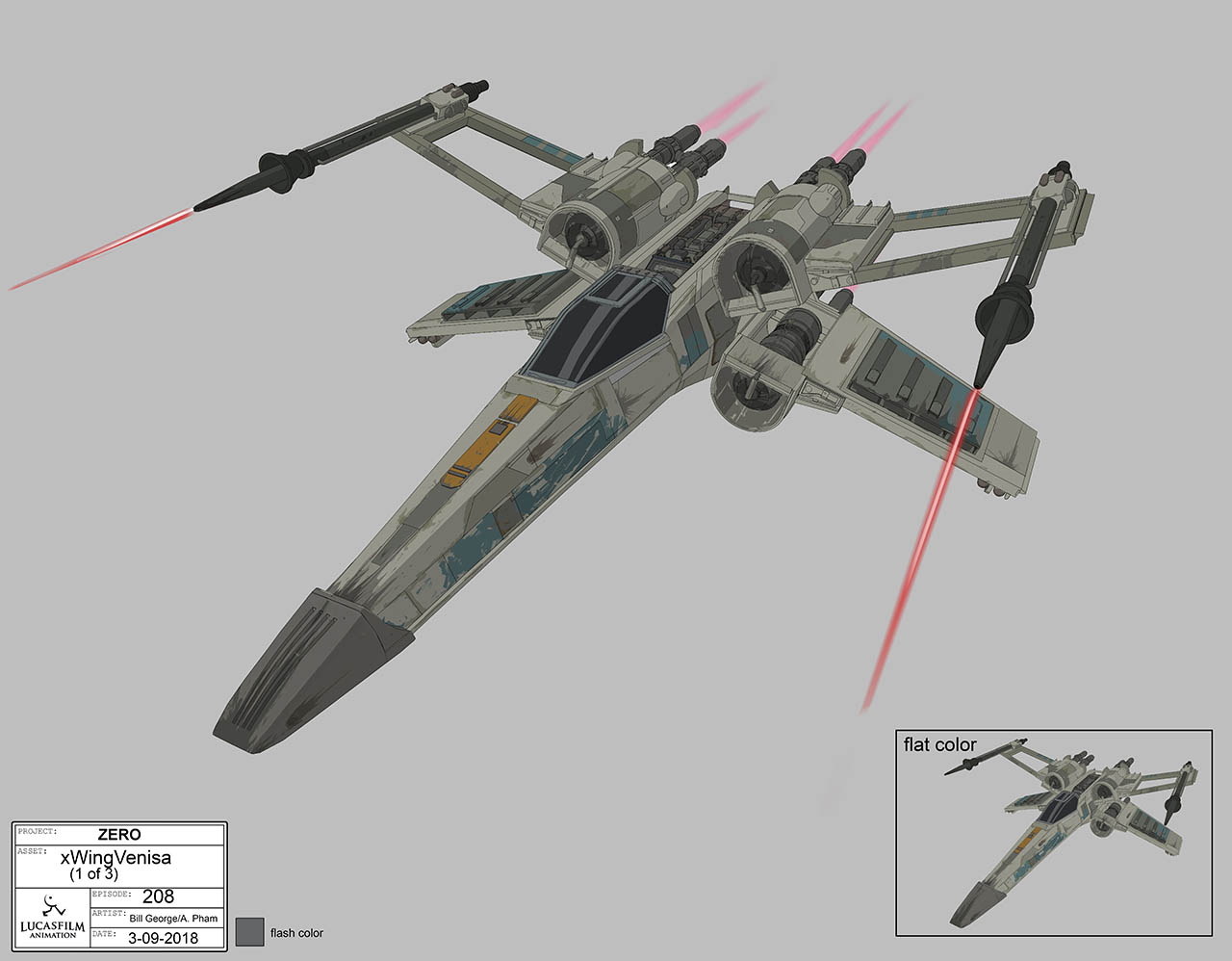 Design of Venisa's modified X-Wing starfighter.