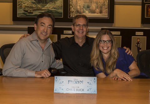 Burbank, CA - Chris Buck (Director), Peter Del Vecho (Producer), Jennifer Lee (Director/Writer/ WDAS Chief Creative Officer) at the Long Lead Press Day for FROZEN and GET A HORSE!