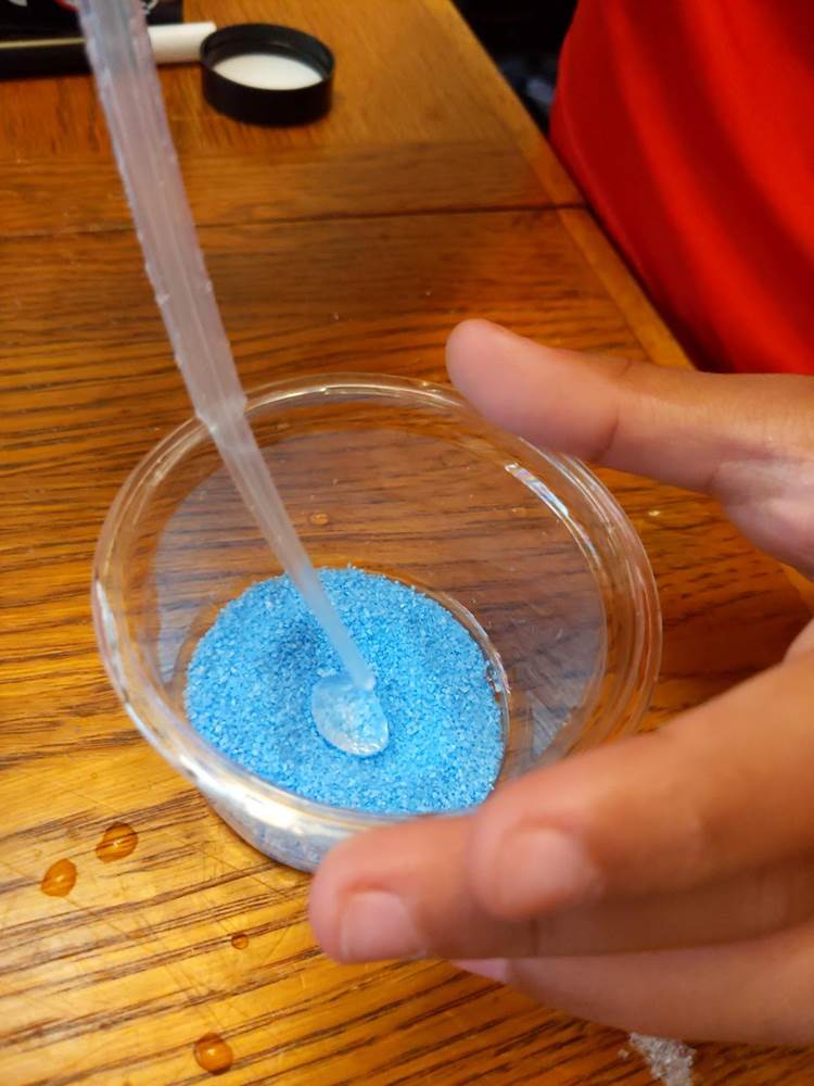 Water beads up on the hydrophobic sand
