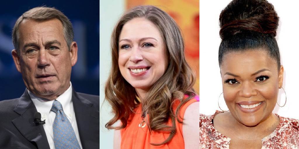 John Boehner, Chelsea Clinton, Yvette Nicole Brown (Via Axios, Disney Fandom)