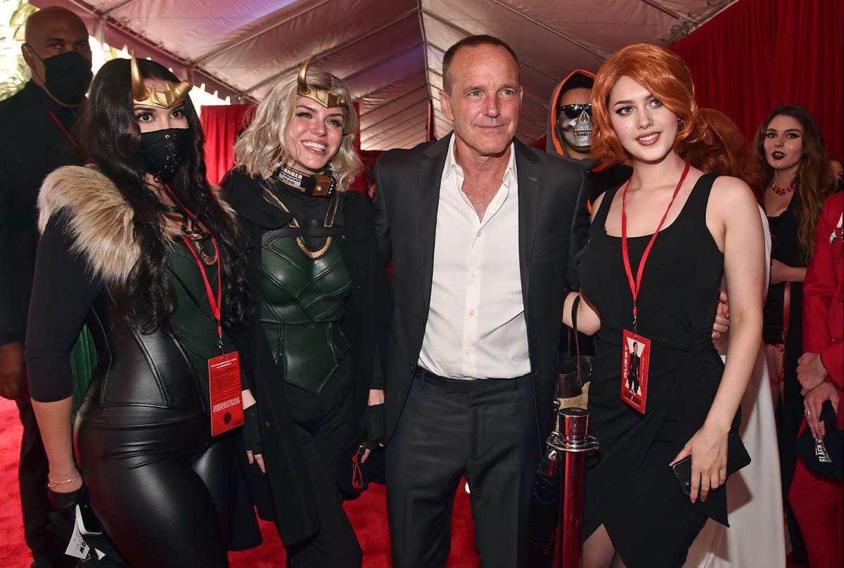 Clark Gregg (second from R) and fans attend the Black Widow World Premiere Fan Event at Dolby Theatre on June 29, 2021 in Los Angeles, California. (Photo by Alberto E. Rodriguez/Getty Images for Disney)"