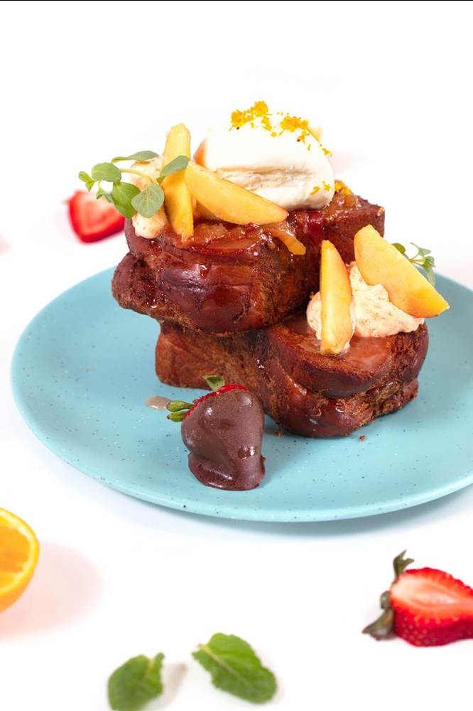 Peaches & Cream French Toast at the Toothsome Chocolate Emporium & Savory Feast Kitchen