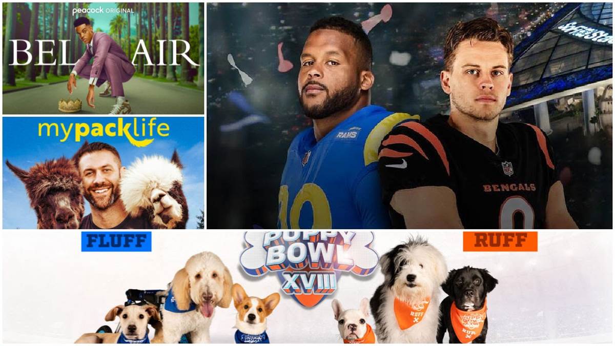 Bel-Air (Peacock), My Pack Life (discovery+), Super Bowl LVI (NFL/NBC), Puppy Bowl XVIII (Animal Planet)