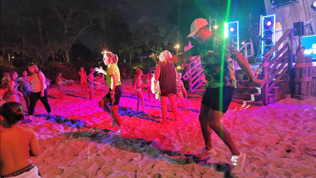 Once night falls the glow lights up the sand and adds the party vibe.
