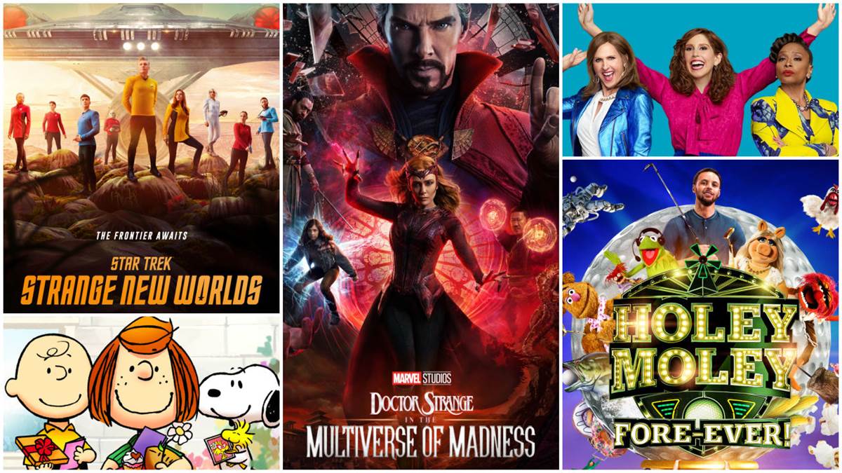 Star Trek: Strange New Worlds (James Dimmock/Paramount+), Doctor Strange in the Multiverse of Madness (Marvel Studios), I Love That For You (SHOWTIME), Holey Moley (ABC), To Mom (And Dad), With Love (Apple TV+)