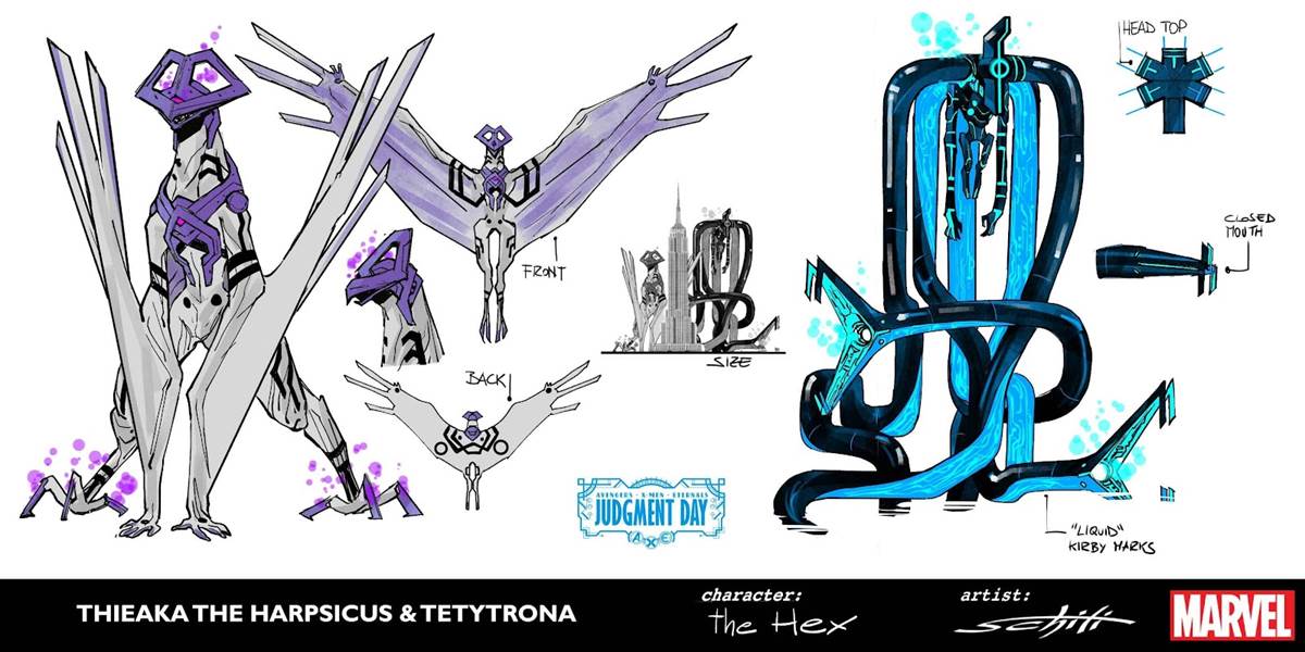 The Hex character designs by Valerio Schiti