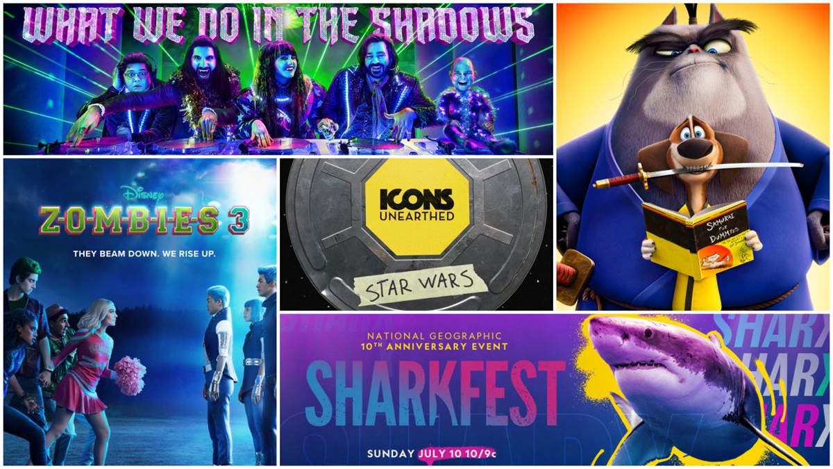 What We Do in the Shadows (FX), Paws of Fury (Paramount), SharkFest (Nat Geo), ZOMBIES 3 (Disney), Icons Unearthed (Vice)