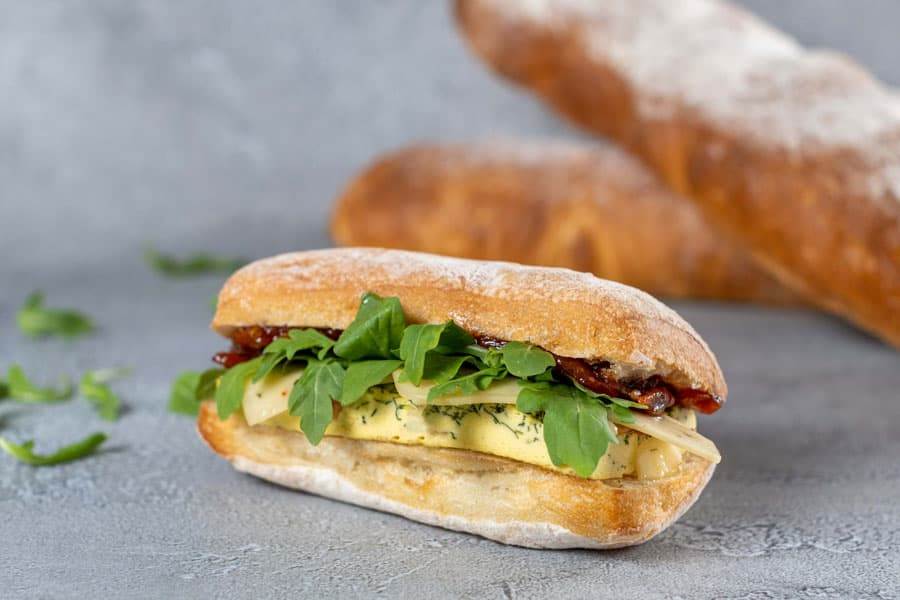 Plant-based Ciabatta Sandwich with “egg