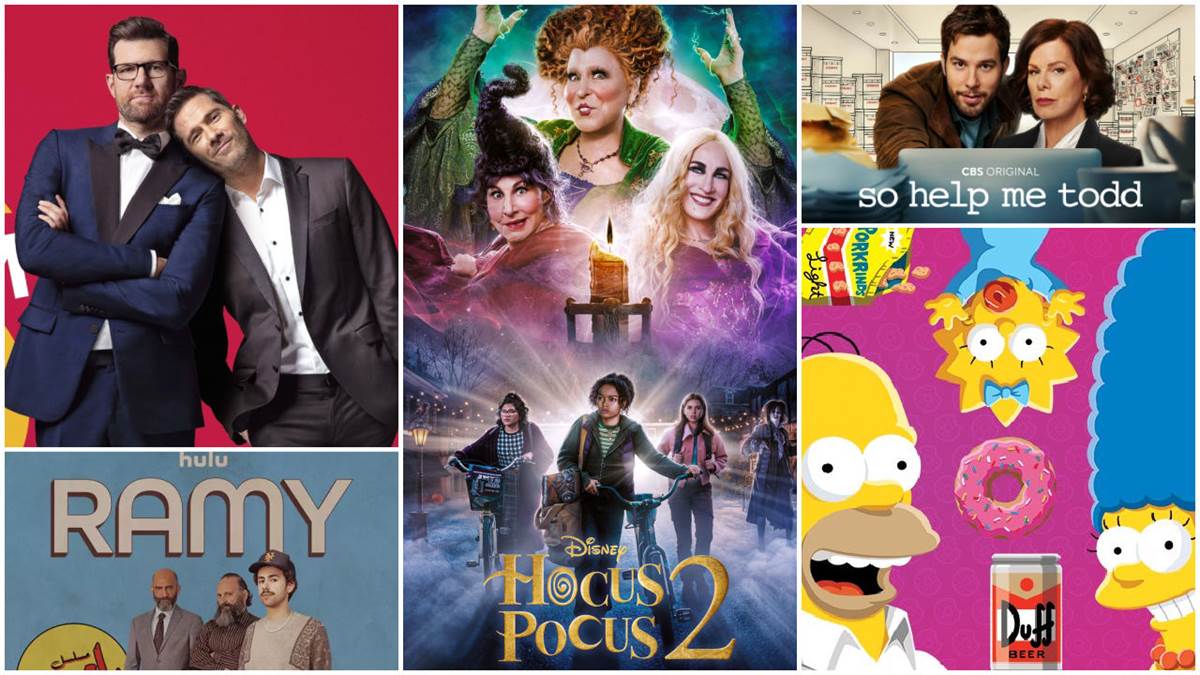 Bros (Universal), Hocus Pocus 2 (Disney+), So Help Me Todd (CBS), The Simpsons (FOX), Ramy (Hulu)