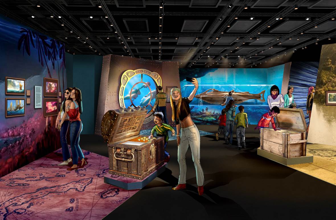Alt Text: An artist’s rendering of the gallery titled “The Spirit of Adventure and Discovery