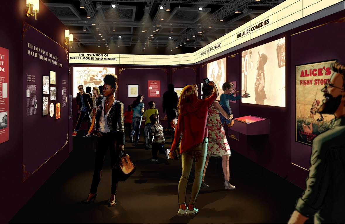 Alt Text: An artist’s rendering of the gallery titled “Where It All Began