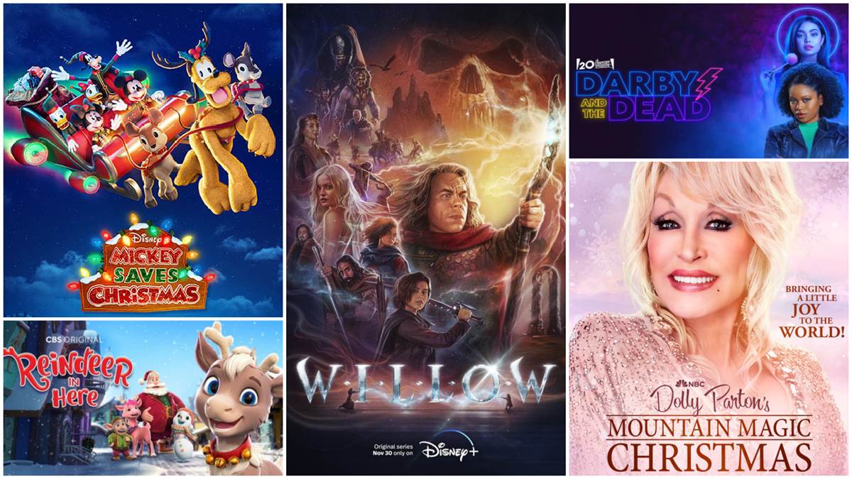 Mickey Saves Christmas (Disney), Willow (Lucasfilm), Darby and the Dead (20th Century Studios), Reindeer in Here (CBS), Dolly Parton's Mountain Magic Christmas (NBC)