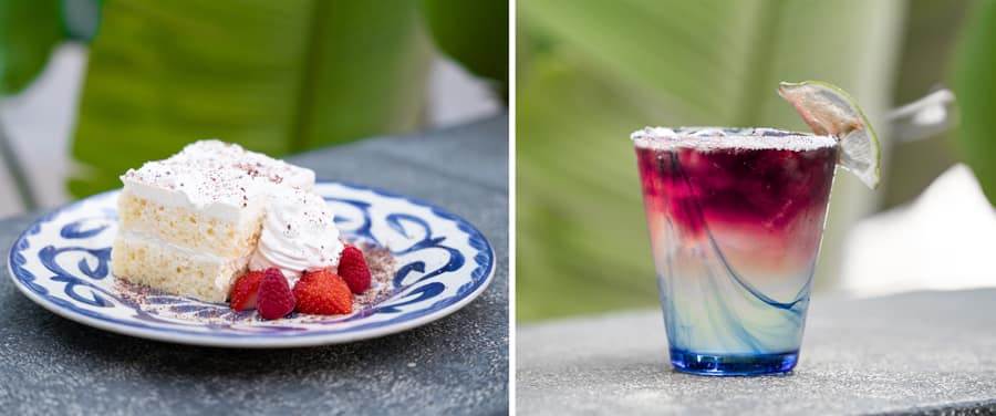 3 Leches Cake and Burgundy Celebration cocktail at Tortilla Jo's in Downtown Disney District