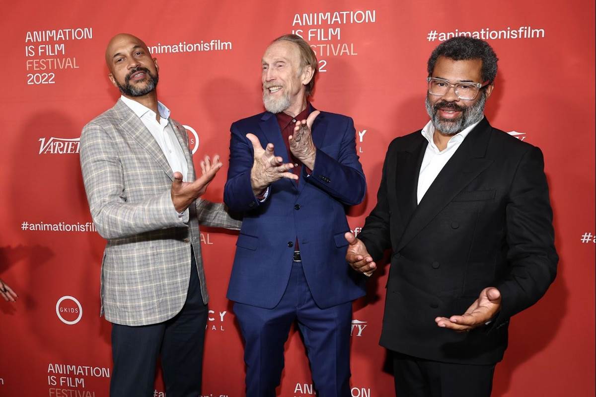 Henry Selick, Jordan Peele, and Keegan Michael Key at the US premiere of WENDELL & WILD (John Salangsang / Animation Is Film)