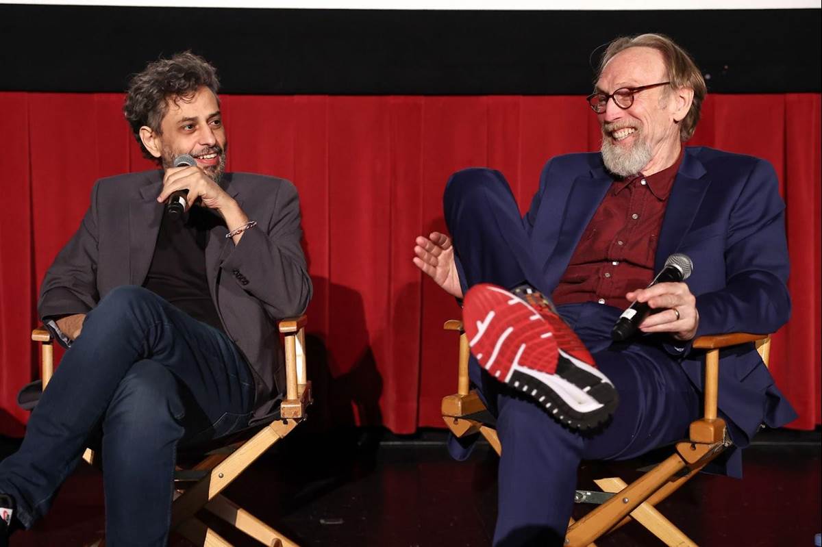 Henry Selick and Pablo Lobato doing Q&A at the US premiere of WENDELL & WILD at the Animation Is Film Festival.(John Salangsang / Animation Is Film)