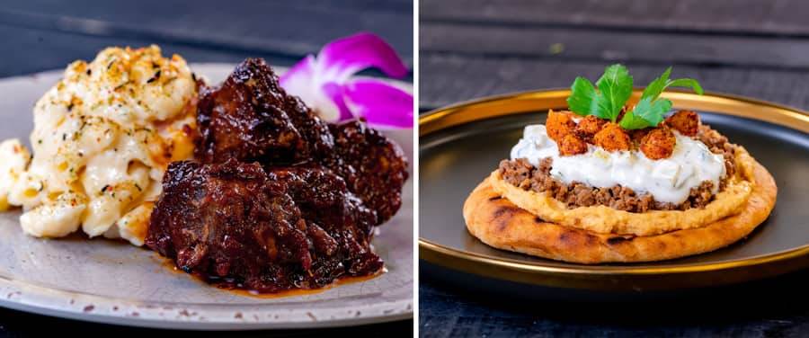 Glazed BBQ Pork Belly with Furikake-Togarashi Mac salad and IMPOSSIBLE Gyro-inspired Naan: