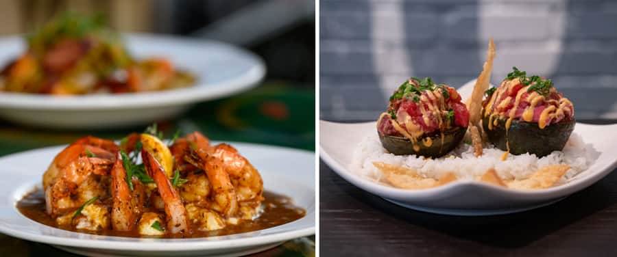 BBQ Shrimp & Grits and Grilled Ahi & Avocado