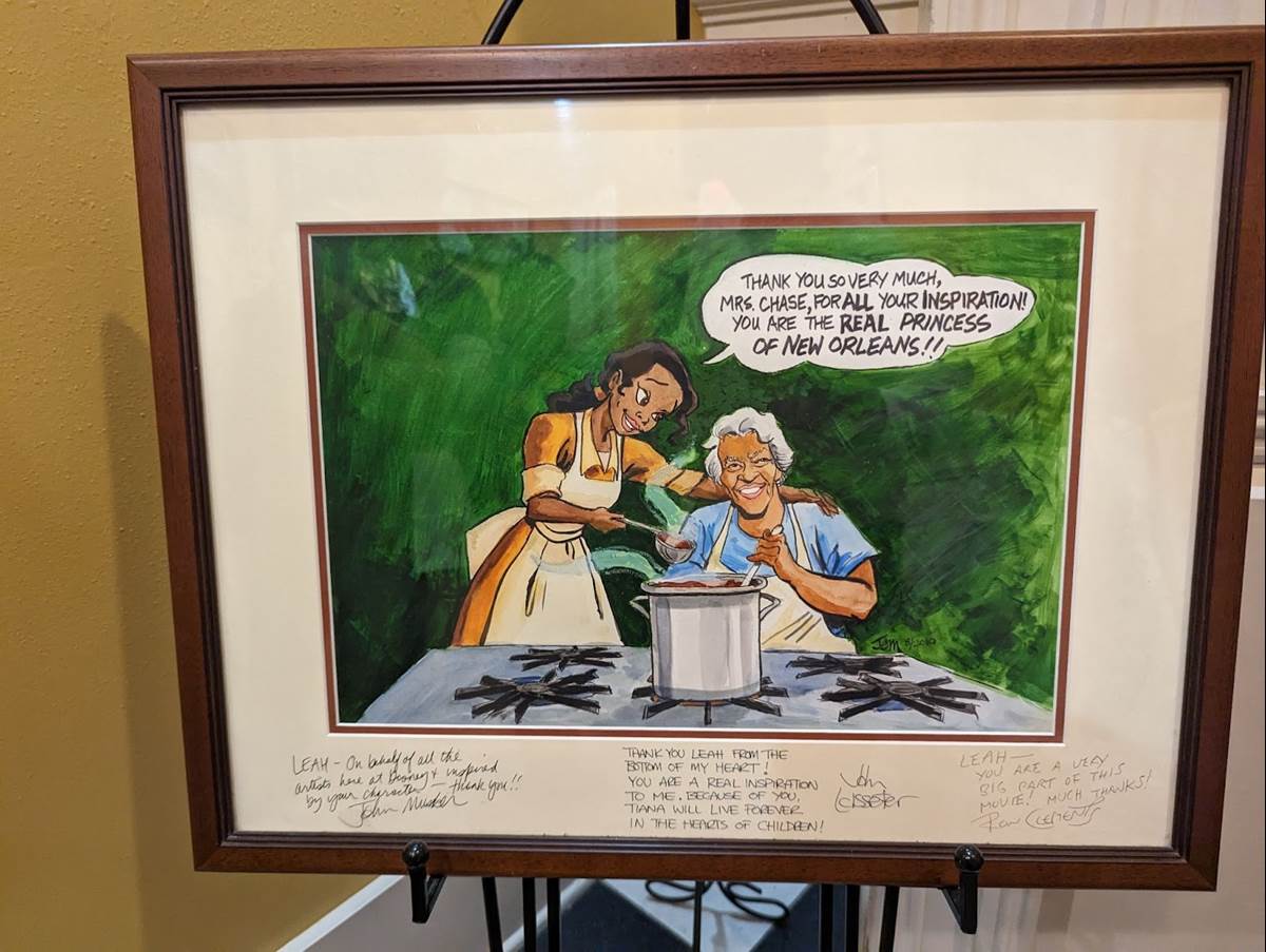 Artwork in the Lobby of Dooky Chase restaurant showing Tiana and Leah Chase