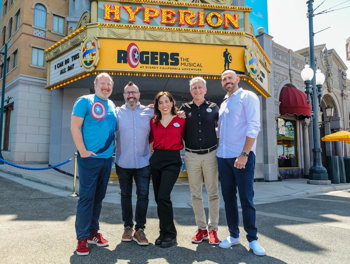 From L to R: Hunter Bell,  Christopher Lennertz, Sarah Kobayashi, Dan Fields, Dave Bushore. (Disney)