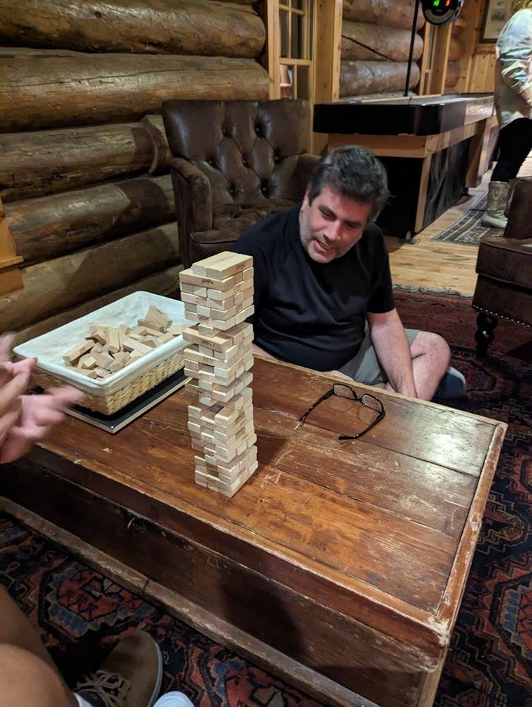 Lou Mongello and Gideon Battling it Out in Jenga