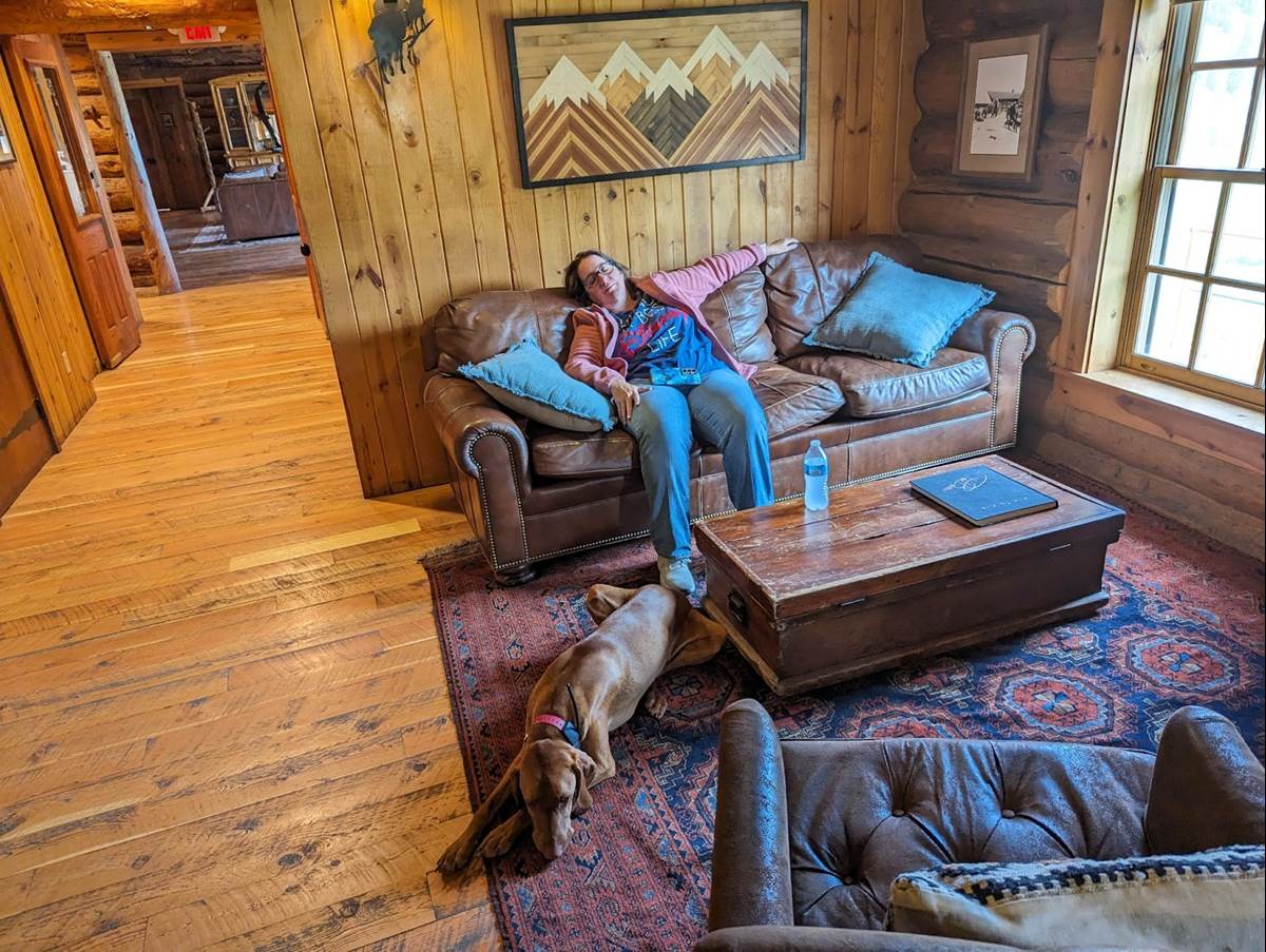 Rebekah Resting with a Doggie