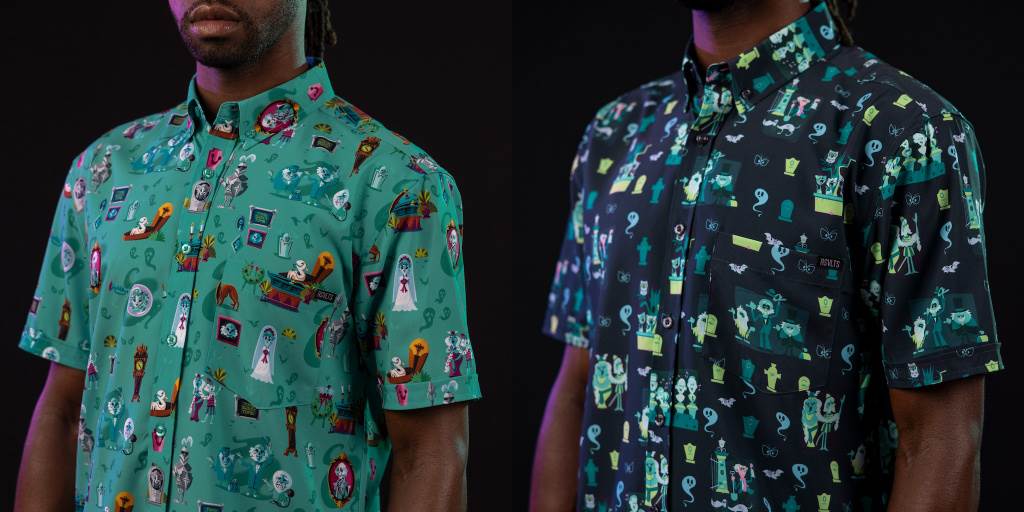 After-Life of the Party (left) and Grim Grinning Graveyard highlight characters, icons and moments from the entire attraction.