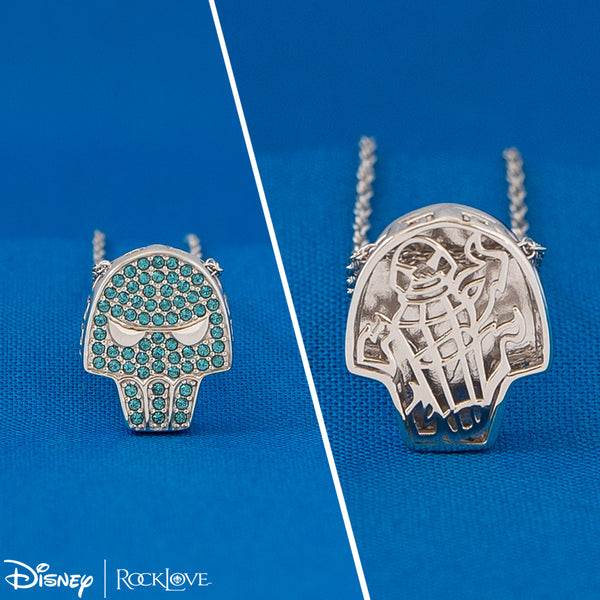 Front and back view of RockLove's Hades necklace