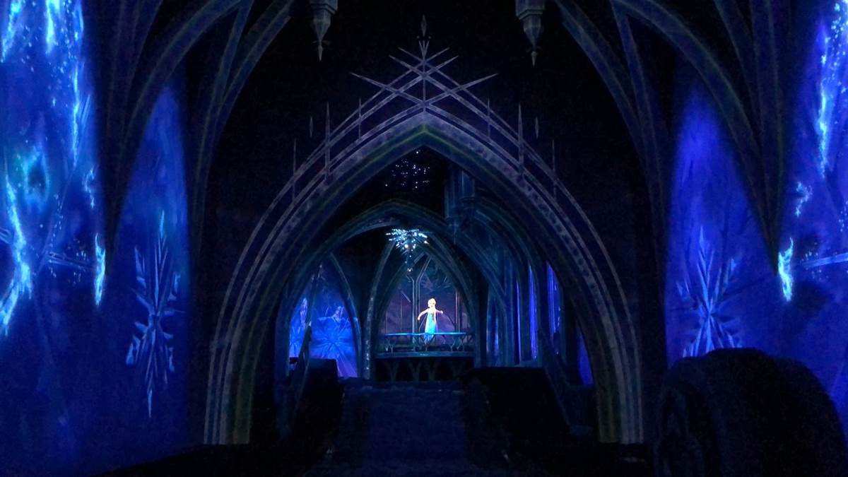 Descending backwards away from Elsa's Ice Palace