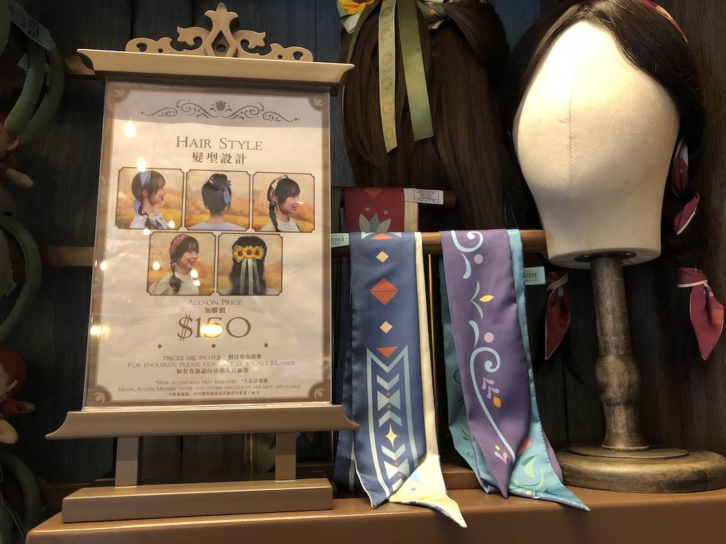 Guests can have their hair styled or braided with "Frozen" themed ribbons