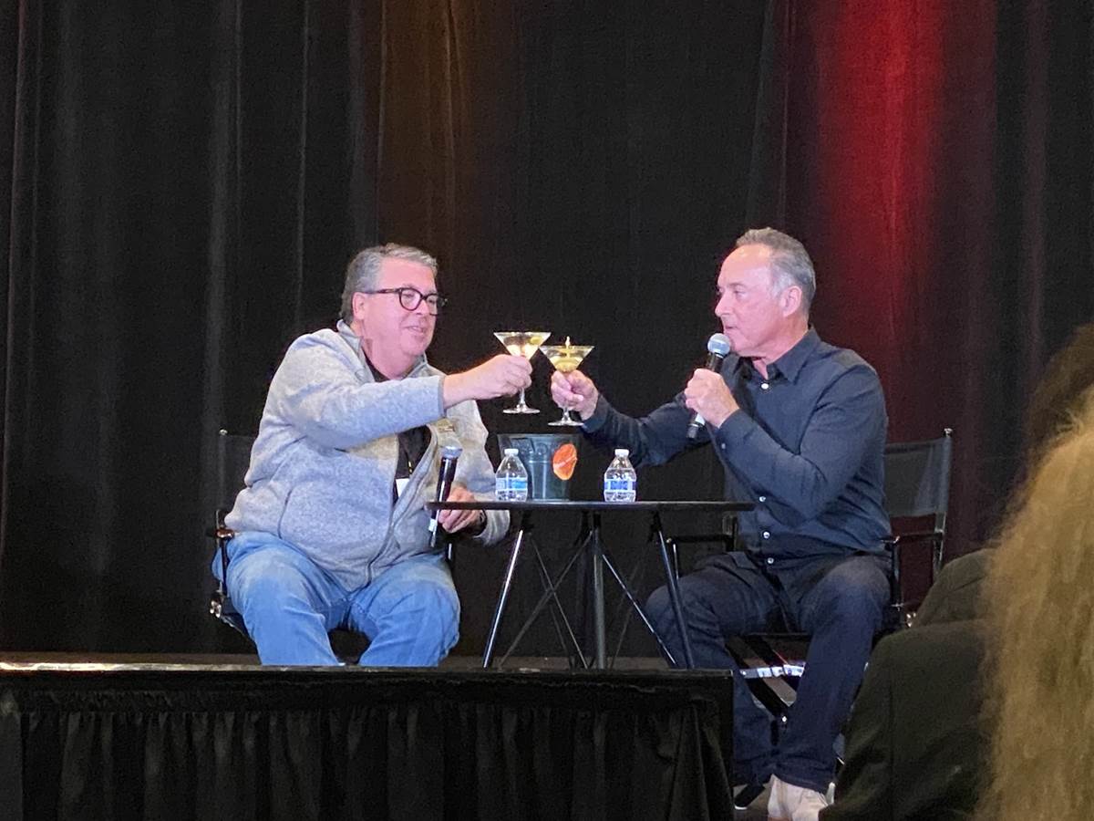 Dave Bossert (Left) and Mike Gabriel (Right) Share A Toast After CTN Founder Tina Price and Disney Legend Don Hahn Provide Drinks For The Pair