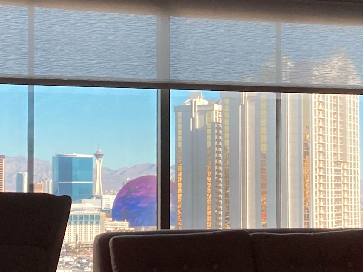 The Sphere as seen from my hotel room at MGM Grand
