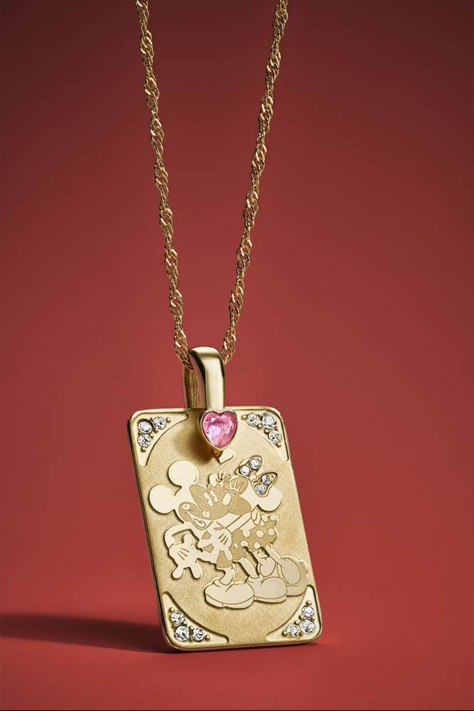 Mickey and Minnie plaque necklace