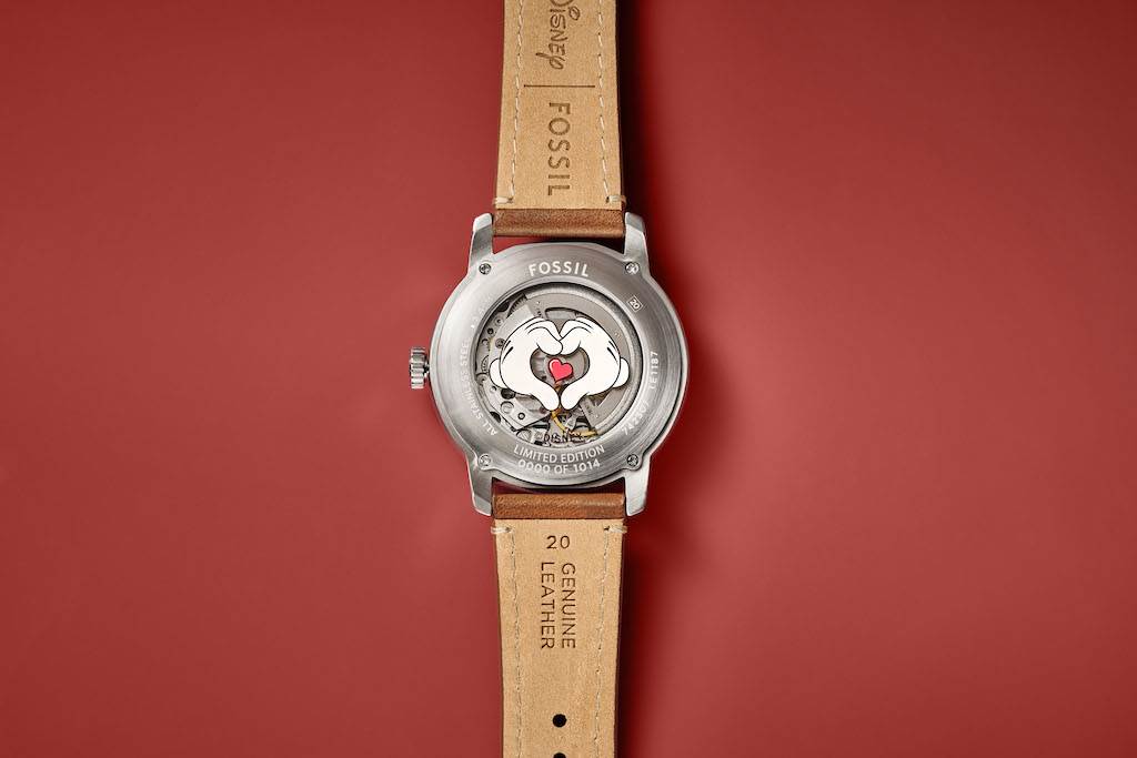 Mickey heart-hands on the back of the Cupid watch,