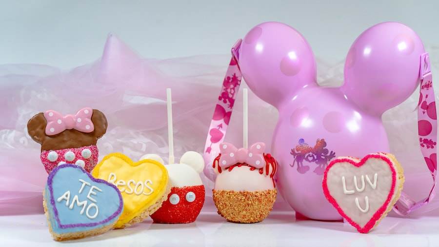 2024 Valentine's Day Treats Available at Various Candy Locations Around Disneyland Resort, Valentine's Day pink popcorn bucket at Disneyland Resort