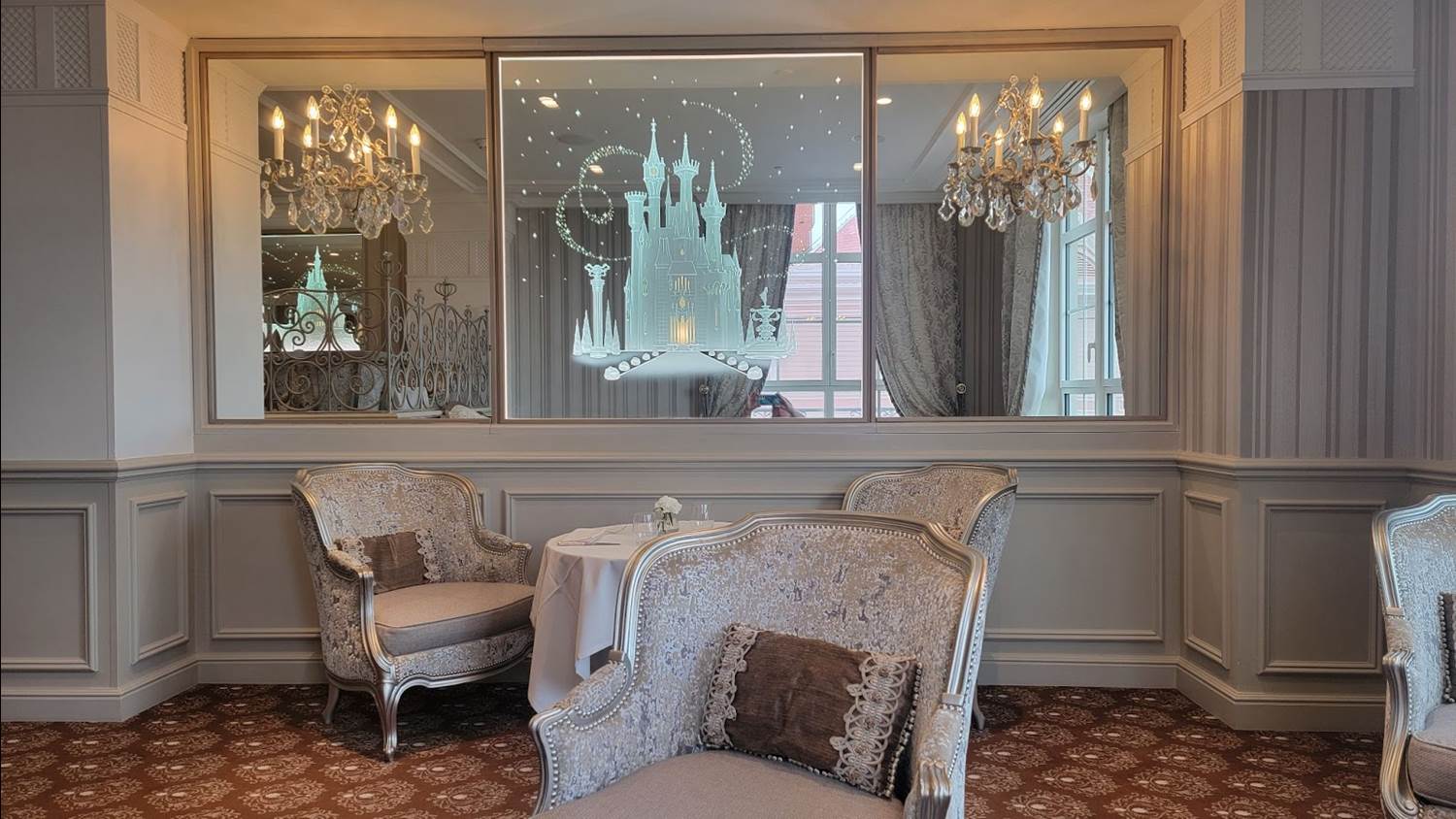 Numerous Disney storybook castles could be found throughout the Castle Club lounge.