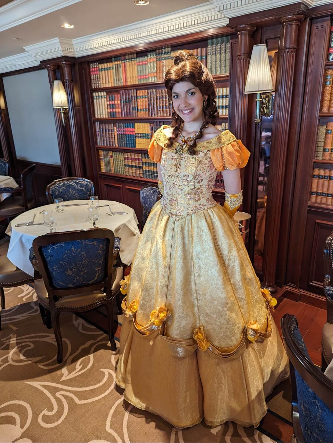 Belle in The Castle Club Lounge library.