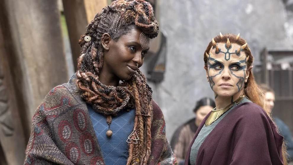 Aniseya (Jodie Turner-Smith) and Koril (Margarita Levieva) on "Acolyte.